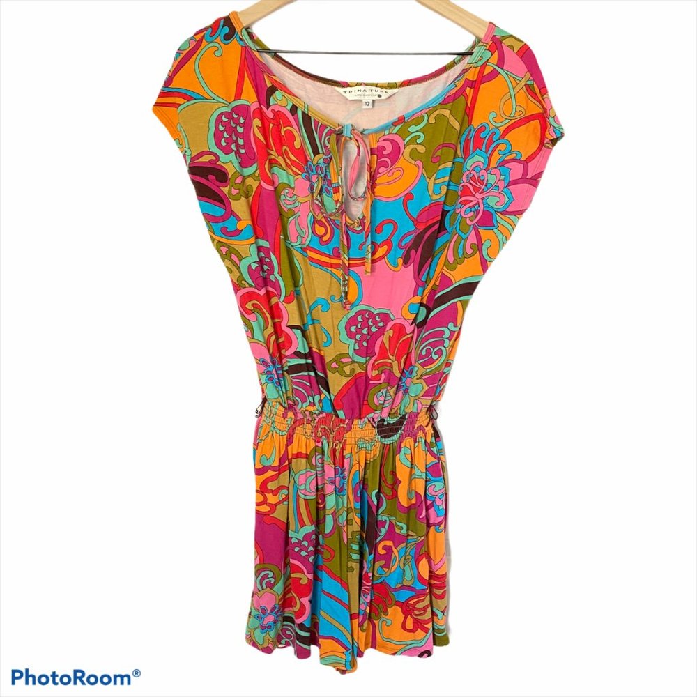Trina Turk Colorful Print Shorts Romper
